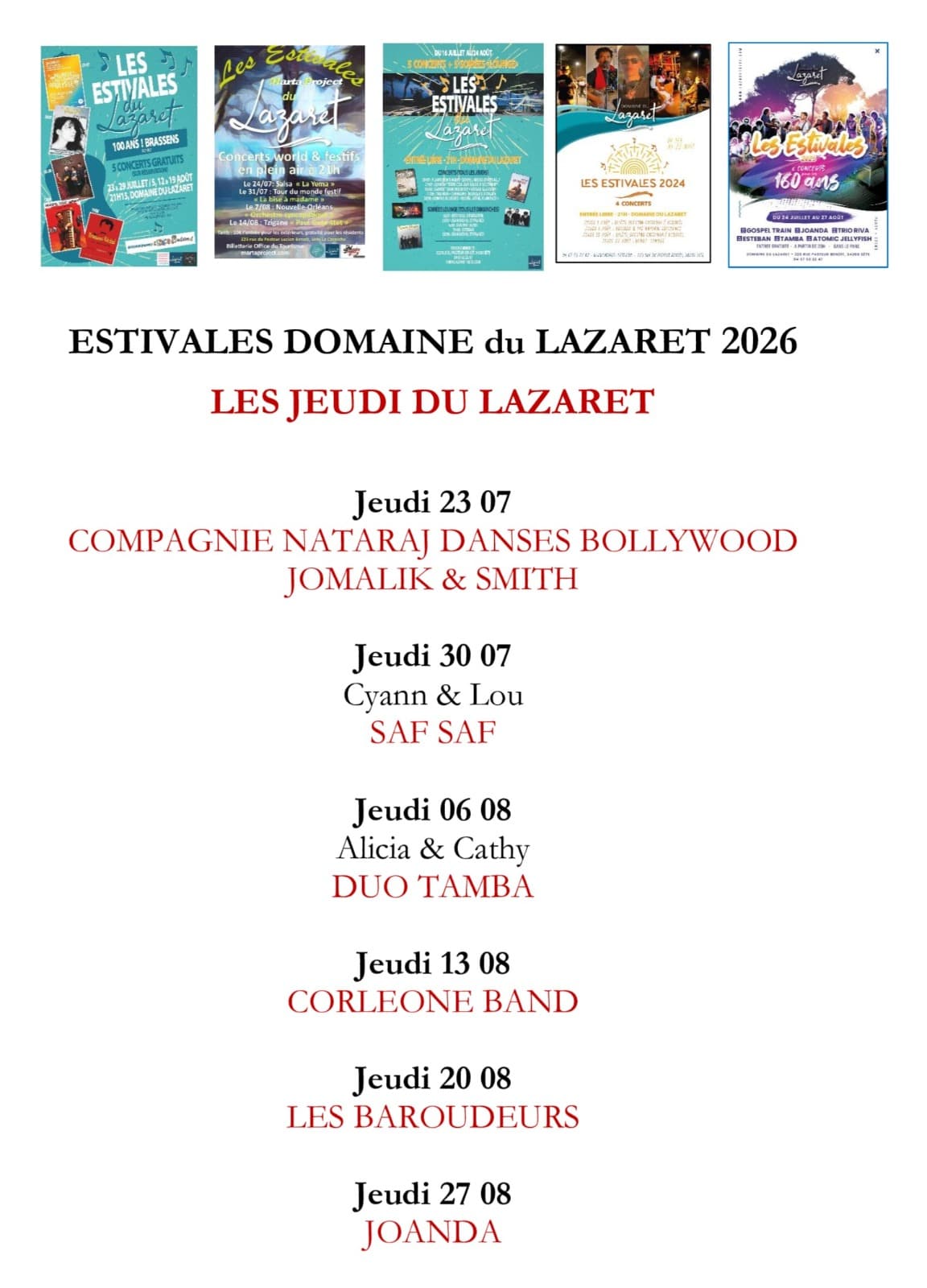 Concerts gratuits à Sète "Les Estivales"